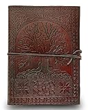 Jaald 26 cm bloc-notes cahier feuilles journal album fait à la main avec couverture en cuir signet bande celtique arbre de vie Vintage Grimoire livre des ombres arbre de vie
