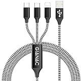 GIANAC 3 en 1 Multi Cable de Carga, 1.5M Nylon Multi USB Cargador Cable Múltiples Micro USB Tipo C para Android Samsung Galaxy S9/ S8/ S7/ A5, Huawei P20, Honor, Kindle, LG, Sony