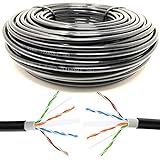 Mr. Tronic 100m Cable de Instalación Red Ethernet Bobina para Exterior | CAT6, AWG24, CCA, UTP | Color Negro (100 Metros)