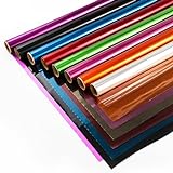 8 Rotlle Paper Celofan Colors- Celofan Transparent per Regals for DIY- Taronja, Morat, Negre, Vermell, Verd, Blau, Rosa, Transparent Paper Celofan -Mida per rotllo 43CM x 3M