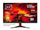 Acer Nitro VG2 Monitor, 62 cm 24.5' W, ZeroFrame, 144Hz G-Sync, compatible DisplayHDR 400 Fast LC, 2ms(0.9 ms min), 400nits IPS LED 2xHDMI, 1xDP MM Audio out, EURO/UK EMEA MPRII, Black, EcoDisplay