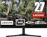 Lenovo Y27q-20 - Monitor Gaming 27' 2K QHD (IPS, 165Hz, 1ms, HDMI, DP, 3xUSB, G-Sync, Base Metálica) Ajuste de inclinación/altura/giro/pivote - Negro
