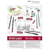 Tombow - Bristol Paper | Papel de Superficie Blanca y Brillante para Materiales Secos y Liquidos - Pack con 25 Hojas A5 - Dimensiones de 21 x 29,7 cm