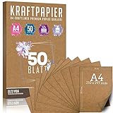 fulles de paper Kraft A4 Set - 260 g - 21 x 29,7 cm - Format DIN Paper artesanal i cartolina natural Cartró Fulls de paper Kraft per imprimir, Paper de cartolina Elaboració d'etiquetes (50 fulles)