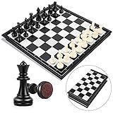 Peradix Tablero Ajedrez Magnético,Juego de ajedrez de Rompecabezas 25 X 25CM Plegable y fácil de Llevar,Juego ajedrez para niños y Adultos, Juegos al Aire Libre o Regalos
