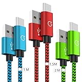 Gritin Cable USB C, 3-Pack [1M + 1.5M + 2M] Cable USB Tipo C Sincronización para Galaxy S10/S9, Note 8, Nintendo Switch, Sony Xperia XZ, Google Pixel, HTC 10/U11, OnePlus 5T, Huawei P9