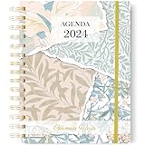 Agenda annuel personnalisé 2024 – Agenda 2024 jour par page – Motif floral sur la couverture – Agenda format A5 de janvier 2024 à décembre 2024. UNIQUE
