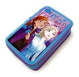 Dimagraf - Frozen – Estuche escolar con 3 cremalleras Frozen – Anna y Elsa – Completo de 44 piezas – Producto oficial Disney (Modelo A)
