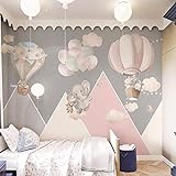 Papel tapiz gris para habitación de niños, papel tapiz de dibujos animados para dormitorio de niña, globo aerostático Pared Pintado Papel tapiz 3D Decoración dormitorio sala sofá mural-400cm×280cm