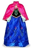 JerrisApparel Niña Princesa Anna Disfraz Fiesta de Cosplay Vestido (5 años, Azul)
