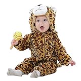 MICHLEY Bebé Ropa Mameluco Niños Niñas Pelele Pijama de Primavera y otoño Franela Traje de Animales leopardo-80cm