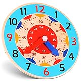 Zomiboo Reloj de Aprendizaje de Madera Reloj Colorido de Enseñanza Reloj Didáctico para Aprender Tiempo Juguete Educativo con Números para Niños Casa Sala de Juegos Escuela Aula
