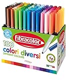 Fibracolor 100 colores – Maletín 100 rotuladores punta cónica en 100 colores diferentes superlavables