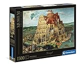 ʻAʻole pili ʻo Clementoni Brueguel 1500pcs i ka Puzzle Pākē 1000 Pieces Picture The Tower of Babel by Bruegel, Museum Collection, (31691), Multicolored, M