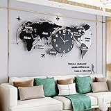 Velika stenska ura HGJDKSJ, kovinska stena zemljevida sveta, tiha ura, akrilna stenska ura, ki se uporablja za dom, pisarno, hotelsko prazno stensko dekoracijo, 160 * 73 cm