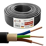 OKSI NYY-J - Cable de tierra (25 m, 3 x 2,5 mm²), color negro, cloruro de polivinilo