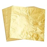 FEPITO 150 feuilles imitation feuille d'or pour projets artistiques, décoration artisanale, artisanat d'or, création DIY (14x14cm)