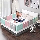 UISEBRT Barrera protectora para cama infantil, 50 cm, 5 agujeros, altura regulable, protección anticaídas, para cama familiar y cama infantil (50 cm, color verde lago)