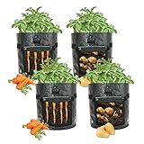 Ram 4 упаковки 7 галонів для вирощування картоплі, мішки для садових рослин для картоплі, моркви, помідорів, огірків та інших овочів. Виготовлений із повного зеленого поліетилену