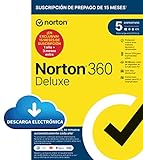 Norton 360 Deluxe 2023 - Software ea antivirus ea lisebelisoa tse 5 le likhoeli tse 15 tse ngolisitseng ka ho nchafatsa ka bo eona, Sireletsa VPN le mookameli oa password, bakeng sa PC, Mac, tablet le smartphone