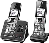 Panasonic KX-TGD322 DECT Identificador de Llamadas Negro, Gris - Teléfono (Teléfono DECT, Altavoz, 120 entradas, Identificador de Llamadas, Servicios de Mensajes Cortos (SMS), Negro, Gris)