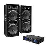 DJ-20 Equipo de Audio PA Amplificador Altavoces Cables (2000W de Potencia, Completo Set para Eventos DJ)