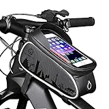 HEKIWAY Bike Frame Bag Impermeable bicicleta Bolsa para bicicleta Bolsa de almacenamiento de gran capacidad con orificio para auriculares para cualquier teléfono inteligente de menos de 7 pulgadas