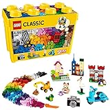 LEGO 10698 Classic Caja de Ladrillos Creativos Grande, 2 Bases Verdes, Motos, Animales, Casas y Coches de Juguete, Regalos Originales Niños de 4 Años