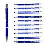 Pack 15 bolígrafos PERSONALIZADOS con nombre o texto | Color azul | Puntero para dispositivos móviles | Grabado a láser | Lote bolígrafos publicitarios, bodas, comuniones, merchandising. (15)