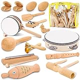 Jojoin Instruments de musique en bois pour enfants - 20 instruments de percussion naturels - De nombreux types de jouets - Développement éducatif - Jouets musicaux pour bébé de 3 4 5 ans | Sac de rangement