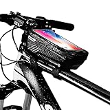 Niluoya Bolsa de Movil Bicicleta Manillar, Soporte Impermeable Accesorios Bicletas Porta Bike Montaña Frame Bag, Táctil de Tubo Superior Delantero, para Teléfono Inteligente por Debajo de 6,5 Pulgadas