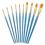 Amazon Basics - Juego de pinceles para pintar, 10 Unidad tamaños diferentes, para artistas, adultos y niños, Azul, 1 paquete