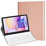KILISON Samsung Galaxy Tab S6 Lite Funda Español Teclado Estuche [Diseño Español Ñ], [Ranura para S Pen] Wireless Bluetooth Teclado Cover para Samsung Galaxy Tab S6 Lite 10.4 P610/ P615 2020, Oro rosa