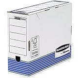 ‎Bankers Box 0026501 - Caja de archivo definitivo System lomo 100mm, A4, montaje automático, pack 10 unidades, color blanco y azul