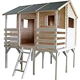 SOULET Casa de juguete Romane con pedestal + antesaño jardín casa de madera niños