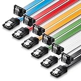 deleyCON 6x 50cm Juego de Cables SATA 3 Cable de Datos SATA III - Disco Duro SSD Cable de Conexión Clip Metálico 6 GBit/s - 1x Recto 1x 90° Tipo L - Coloreado