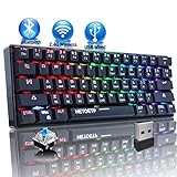 HETOETF 60% Mechanical Gaming Keyboard, Wireless/Wired/Bluetooth RGB Backlit Mini Type-C Keyboard ສໍາລັບອຸປະກອນຕ່າງໆ, ໂທລະສັບສະຫຼາດ, ມືຖື, PC, ແລັບທັອບ