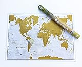 Póster del mapa mundi de rascar en Español con tubo de regalo - extragrande - 84 x 59 cm - Maps International - 50 años haciendo mapas - Detalles cartográficos con el país y los países limítrofes