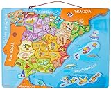 Janod - Puzle de Madera Mapa Magnético de España - 50 piezas imantadas - Juego Educativo Geografía - Desde 5 años, J05527
