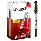 SHARPIE Permanent Markers, Fine Point, Black Box of 24