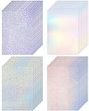 iRenXiao 36 Hojas de Papel Adhesivo Holográfico Imprimible, Papel Adhesivo Impermeable de Vinilo, Tamaño A4 (8,25' X 11,7') para Impresora de Inyección de Tinta/Láser
