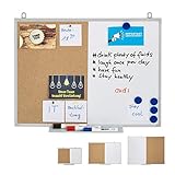 रिलैक्सडेज 2 इन 1 कॉम्बिनेशन व्हाइटबोर्ड, कॉर्क बोर्ड और मैग्नेटिक व्हाइटबोर्ड, एल्यूमिनियम फ्रेम, शेल्फ के साथ कॉम्बिनेशन बोर्ड, 45 x 60 सेमी, सफेद/प्राकृतिक