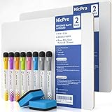 Nicpro Paquete de 2 pizarras de borrado en seco de 22.8 x 30.5 cm, doble cara, 2 gomas de borrar, pizarra blanca de aprendizaje portátil para niños estudiantes y uso en el aula