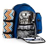 CampFeuer Picnic Backpack I 4 Persons I 32 Pieces I Insulated I with Blanket and Camping Crockery I Refrigerator Compartment