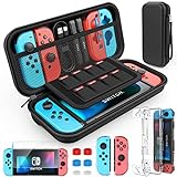 HEYSTOP Carrying Case kanggo Nintendo Switch Console and Accessories, with HD Screen Housing and Joystick Protective Caps