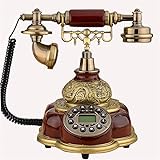 AWJ Vintage Antiguo teléfono de Oficina en casa inalámbrico Antiguo gsm 900 / 1800MHz Compatible con Tarjeta SIM teléfono Fijo teléfono inalámbrico teléfono de Oficina en casa Hotel Rojo