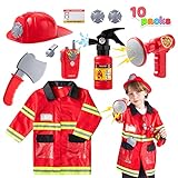 JOYIN Disfraz de bombero para niños Conjunto de Jefe De Bomberos Juego Manguera para Niñas Regalo de cumpleaños 3-6 años