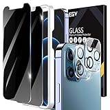EGV Protector Pantalla Compatible con iPhone 12 Pro Max (6.7 Pulgadas), 2 Pack Protector de Pantalla de Privacidad y 2 Pack Protector de Lente de Cámara, Anti Spy Cristal Vidrio Templado