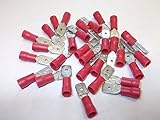 30 conectores de cable eléctrico semi aislados de 6,3 mm y 15 amperios, cable de 0,25 mm2 a 1,5 mm2, 22-18 AWG, color rojo