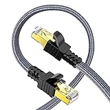 Snowkids Cable Ethernet Cat 7 Cable de Red, Cable RJ45 Alta Velocidad 10Gbps 600MHz Cable Internet Plano Nailon Chapado en Oro STP Cat 7 Cable LAN para PS5 Router Modem Switch TV Box PC PS4 (3m)